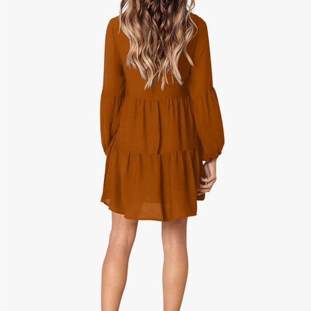 Womens Tunic Dress Long Sleeve V Neck - Picture 3 of 6